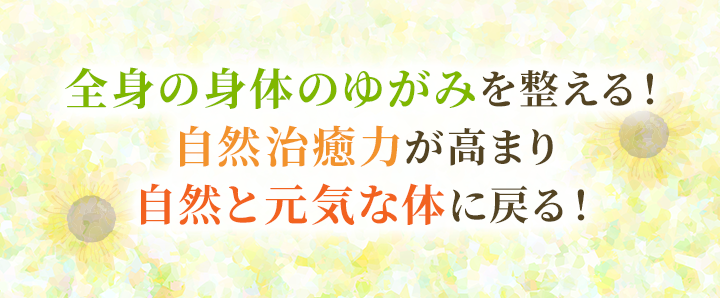 全身の身体のゆがみを整える！自然治癒力が高まり自然と元気な体に戻る！